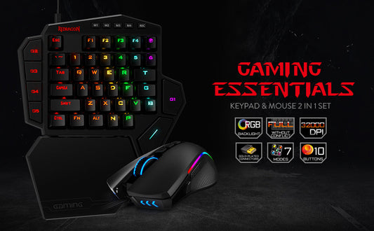 Redragon K585-BA RGB One-Handed Gaming Keyboard & M721-Pro RGB Gaming Mouse Combo Set (2 in 1)