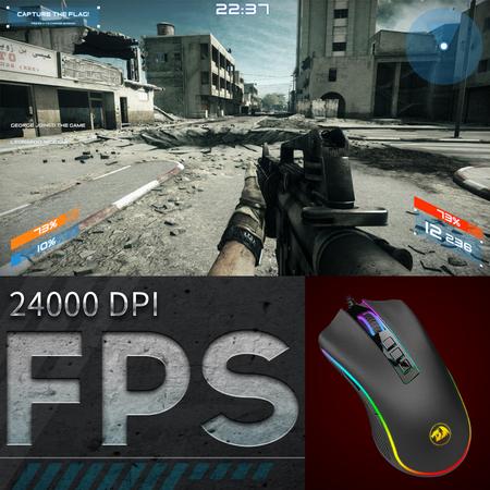 Redragon M711-FPS RGB COBRA Gaming Mouse with 16.8 Million, 24,000 DPI, (Black)