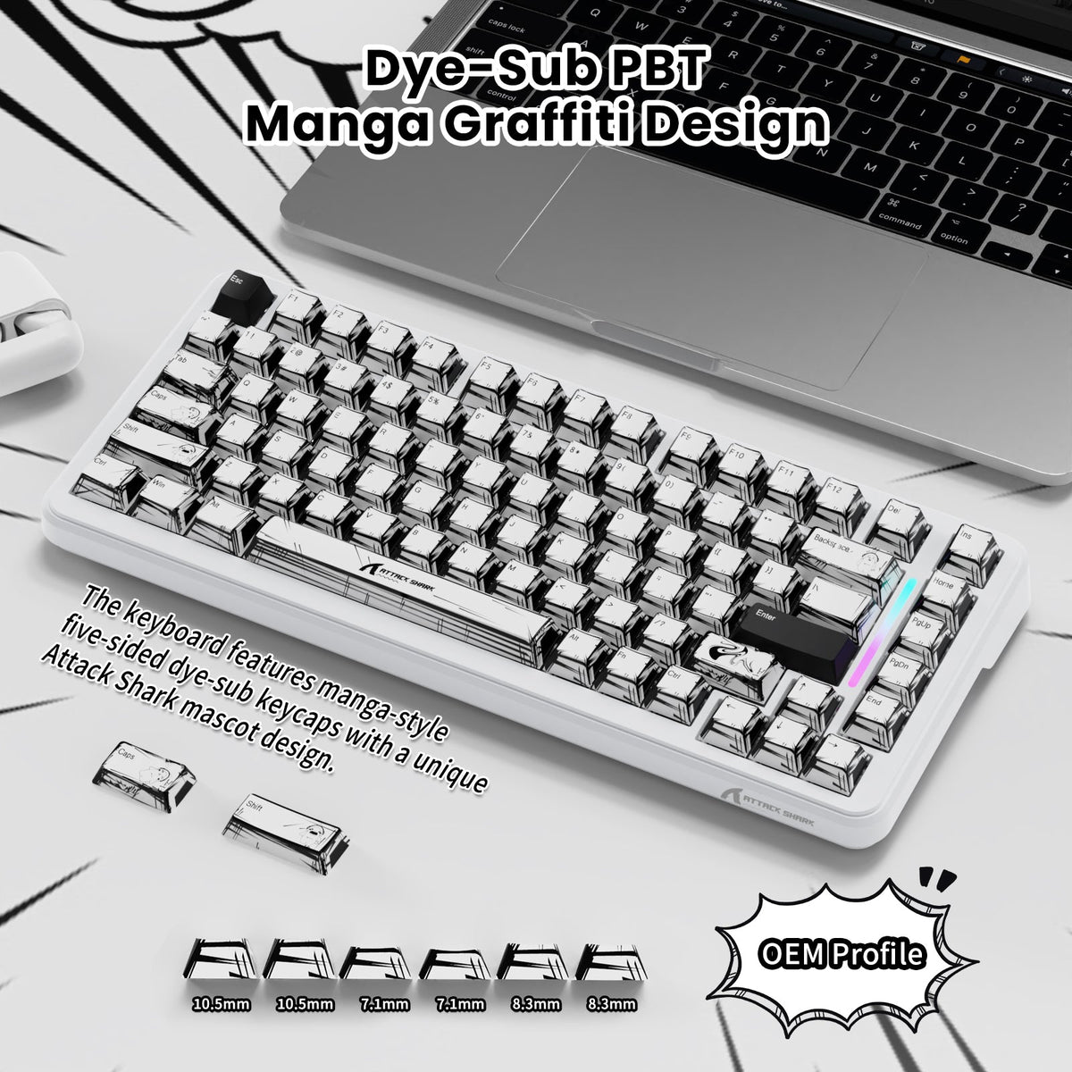ATTACK SHARK X82PRO HE Magnetic Keyboard With C01Ultra RGB Coiled Cable