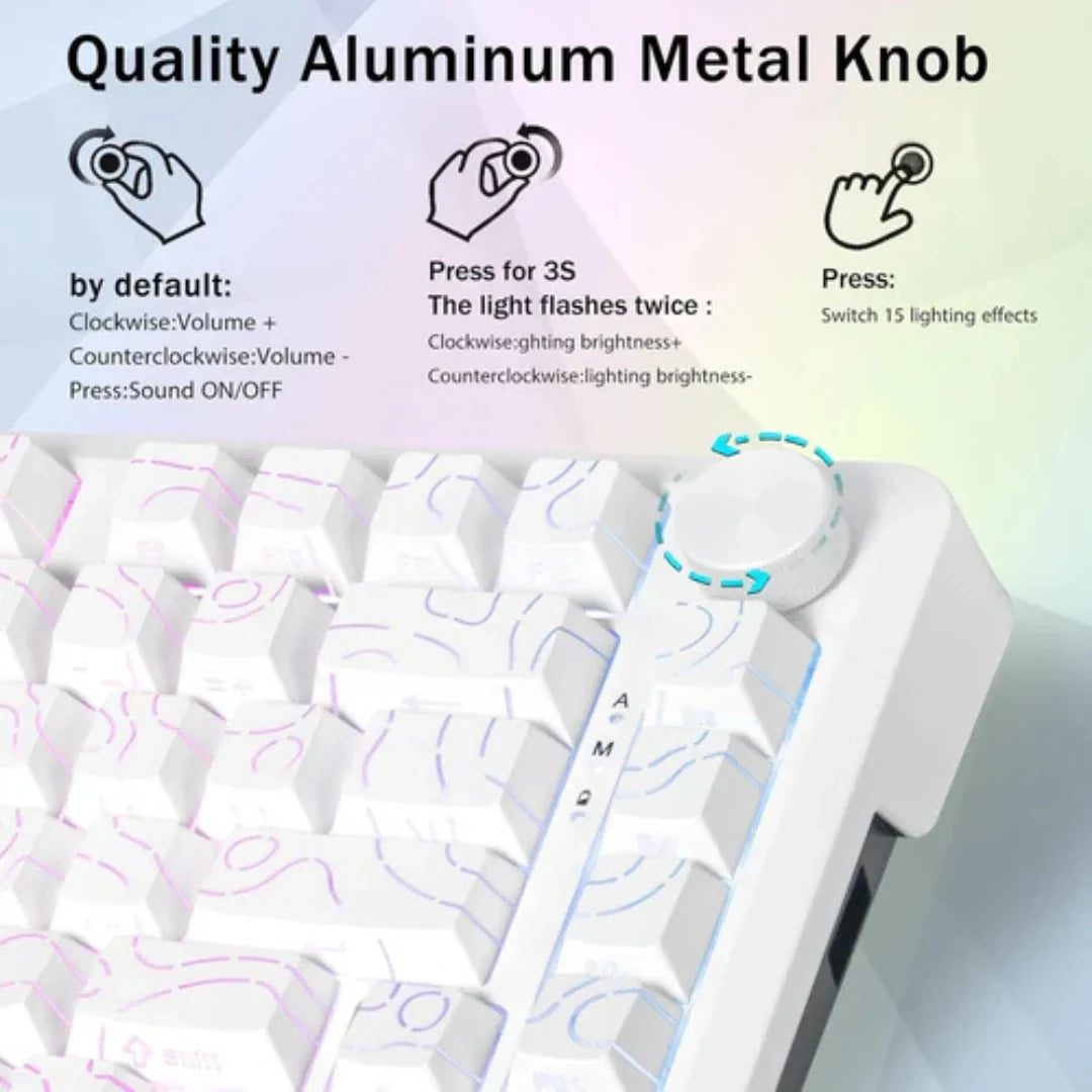 E-Yooso Z-82 RGB 81-Keys Tri-Mode Mechanical Keyboard White (Silverwood Switch)