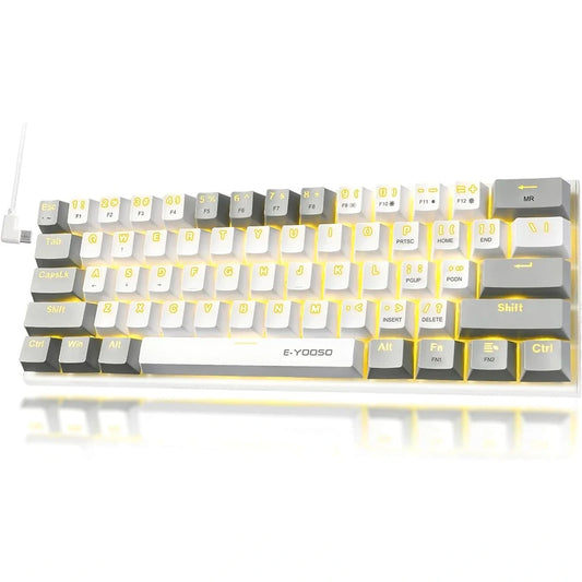 E-YOOSO Z-11 White Gray Monochrome Mechanical Keyboard with Blue Switches