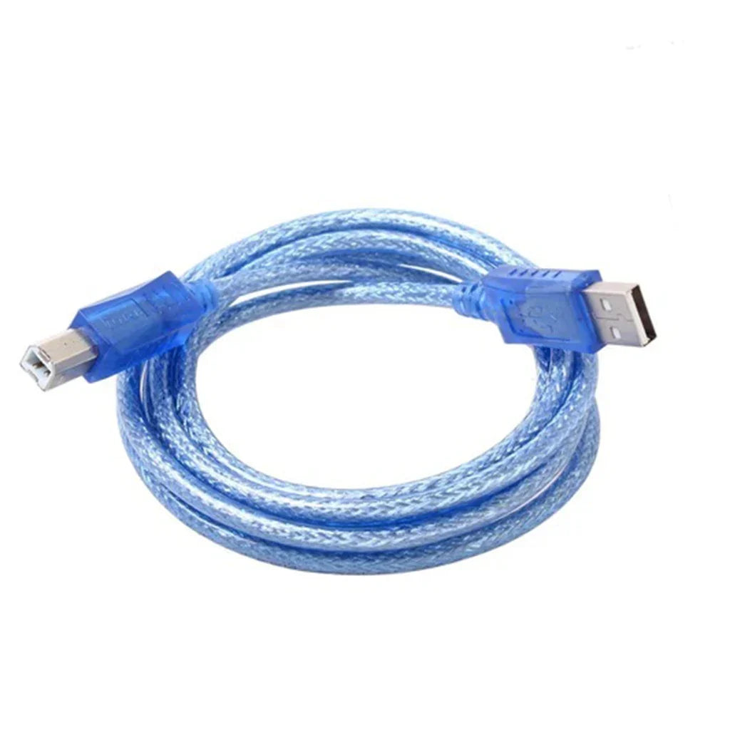 USB 3M Printer Cable In Transparent Blue & Black