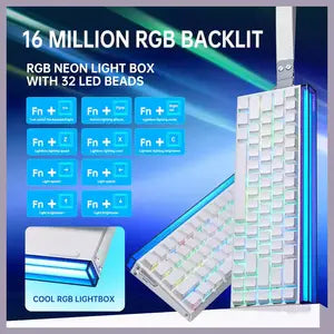 AULA HERO68 HE 60-Key Wired Hall Effect Gaming Keyboard, RGB Backlighting, 8K Polling Rate and 0.125ms Latency, Rapid Trigger and Adjustable Actuation, USB-C, White Pluto