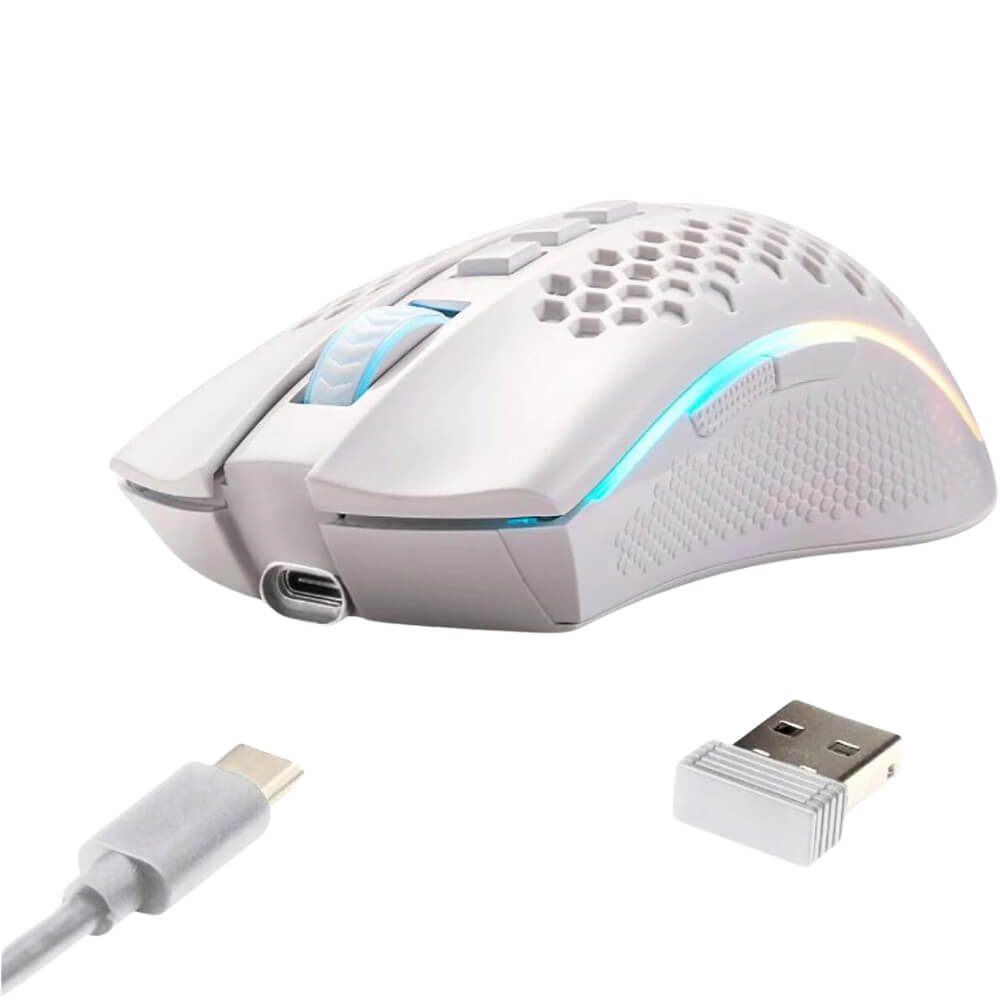 Redragon M808W-KS STORM PRO RGB Wireless Gaming Mouse, 16000 DPI (White)