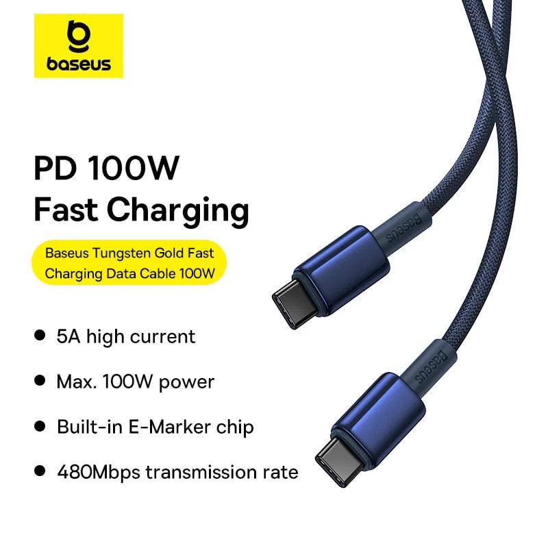 Baseus Tungsten Gold Fast Charging Data Cable Type-C to Type-C 100W