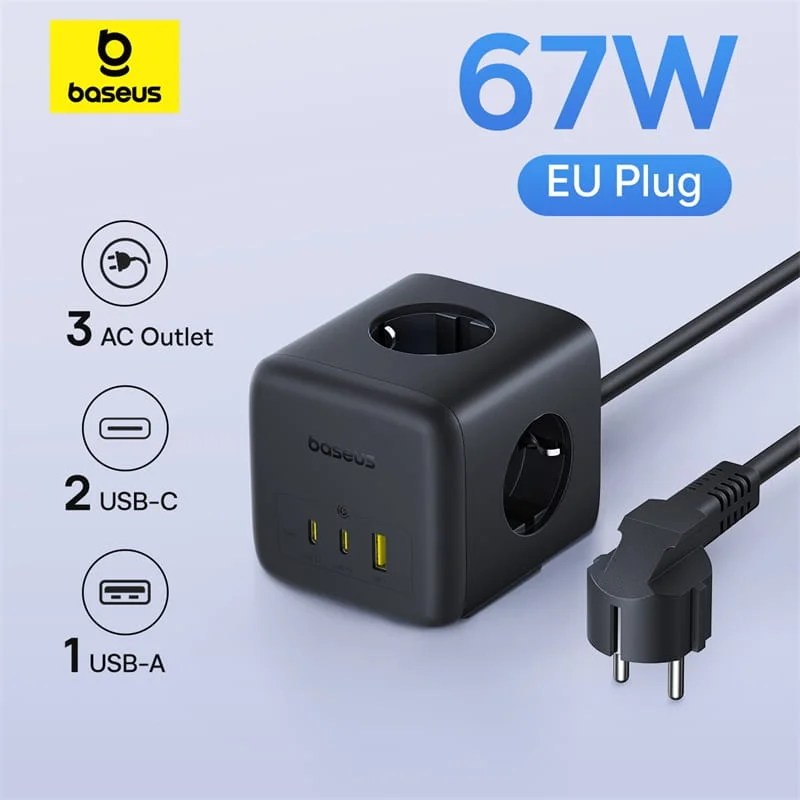 Baseus EnerFill FA11 Cube Power Strip 3AC+1U+1C 67W 1.5m EU