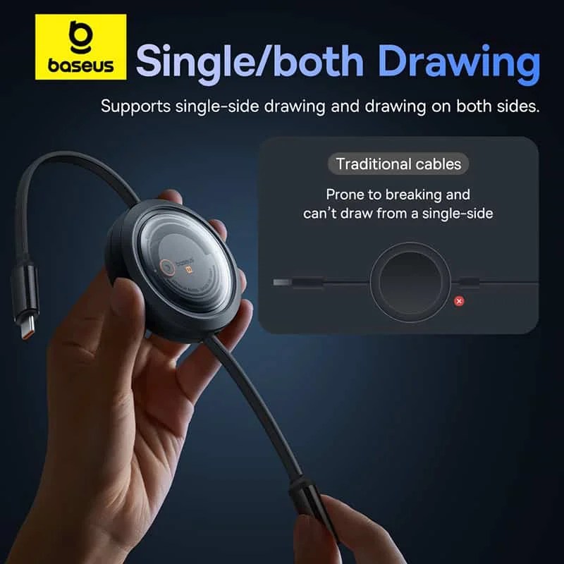 Baseus Free2Draw Retractable Crystal Fast Charging Data Cable Type-C to M+L+C 100W