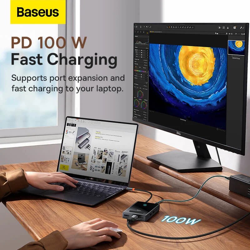 Baseus PioneerJoy 8-Port Four-Screen Type-C HUB Adapter