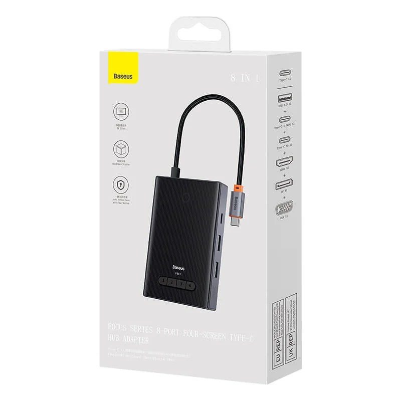 Baseus PioneerJoy 8-Port Four-Screen Type-C HUB Adapter