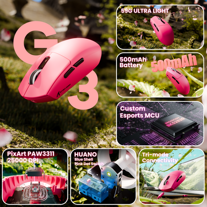 ATTACK SHARK G3 Tri-mode Wireless Gaming Mouse 25000 DPI Ultra Lightweight