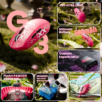 ATTACK SHARK G3 Tri-mode Wireless Gaming Mouse 25000 DPI Ultra Lightweight