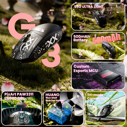 ATTACK SHARK G3 Tri-mode Wireless Gaming Mouse 25000 DPI Ultra Lightweight