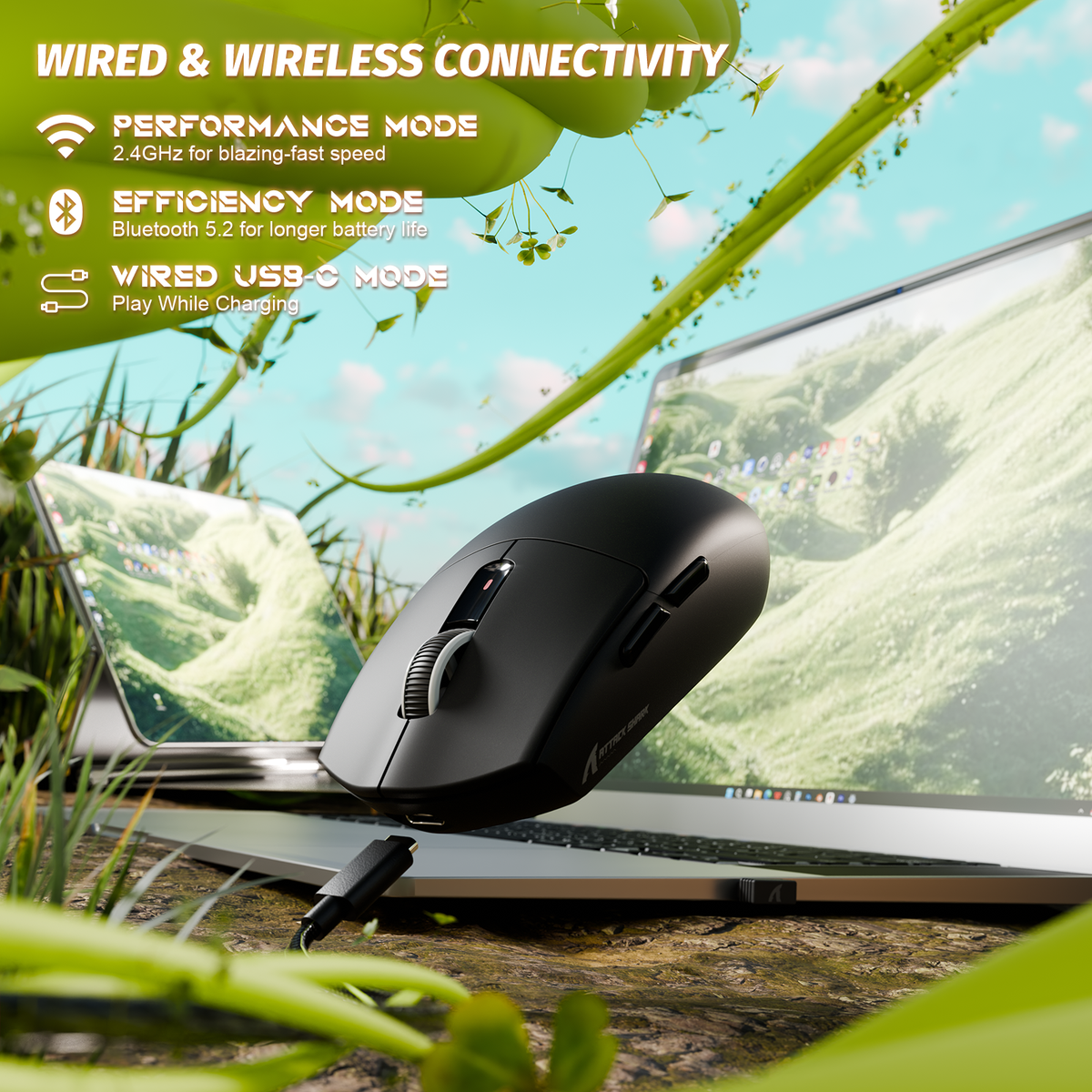 ATTACK SHARK G3 Tri-mode Wireless Gaming Mouse 25000 DPI Ultra Lightweight