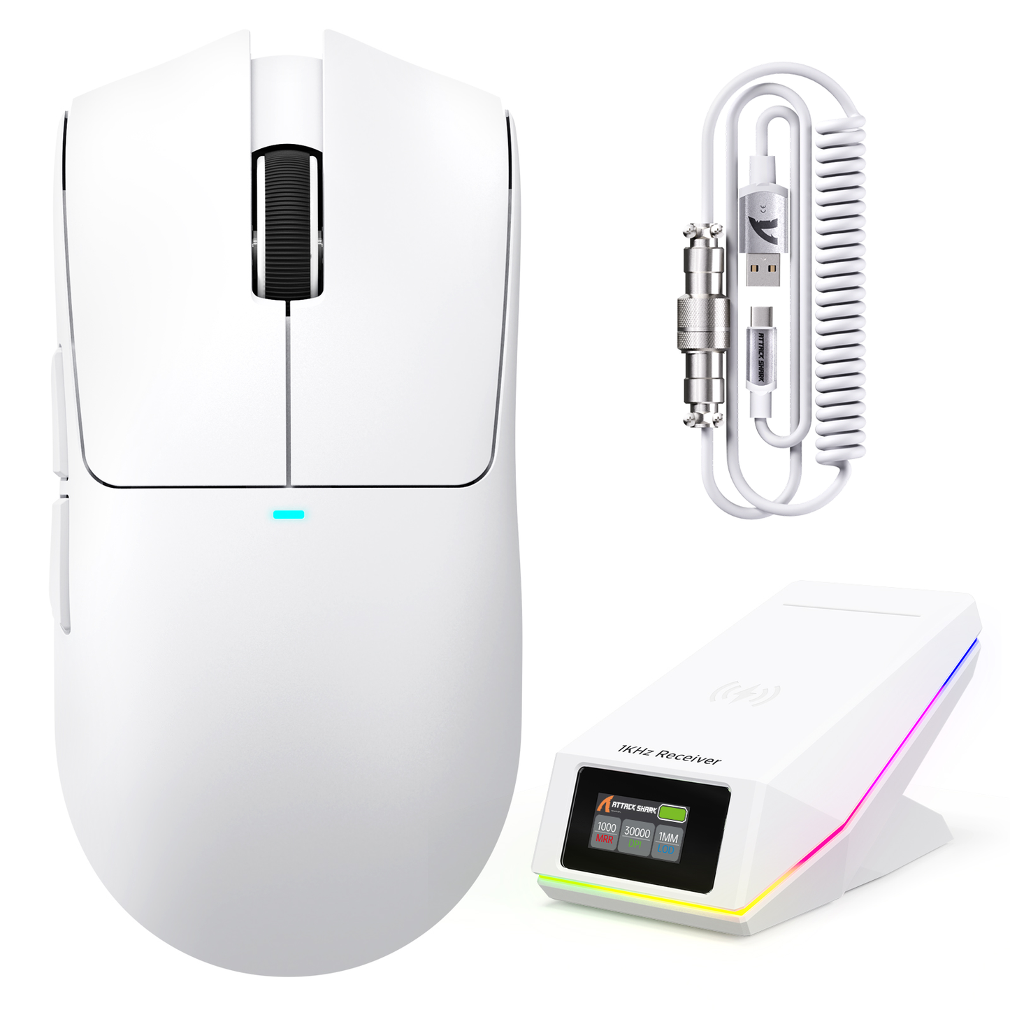 ATTACK SHARK X11 PRO V2 Wireless Gaming Mouse with TFT Display Charging Dock with C06 Coiled Cable