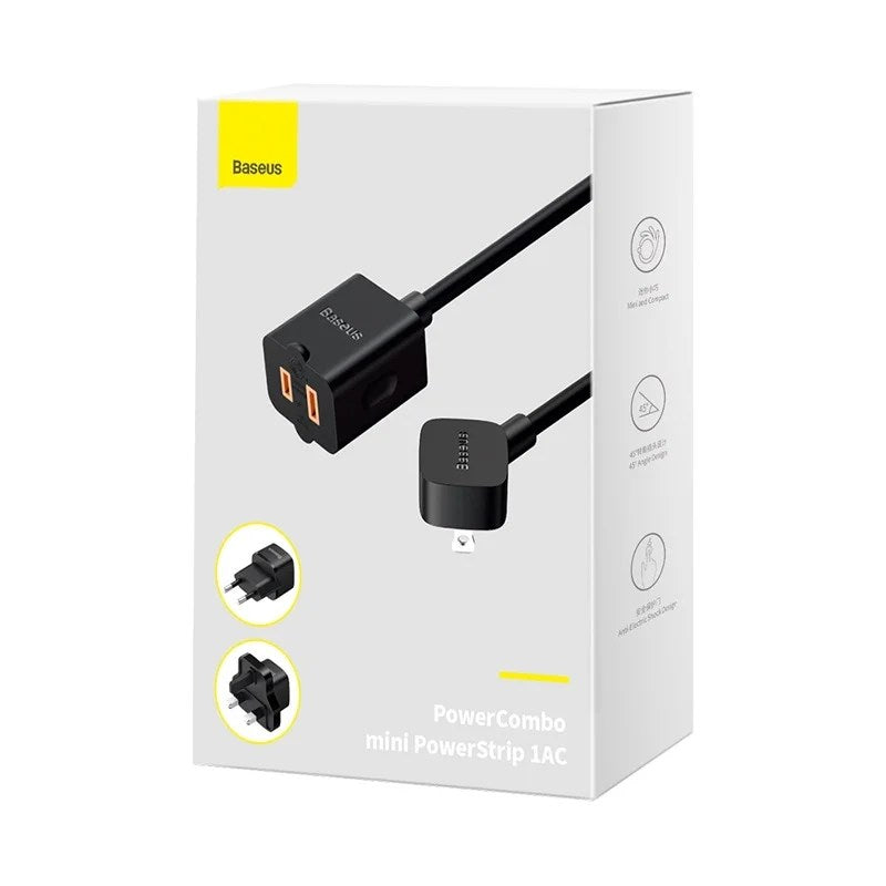 Baseus PowerCombo Mini PowerStrip 1AC with 1.0m Power Cord US (Including EU and UK Plug Adapters)