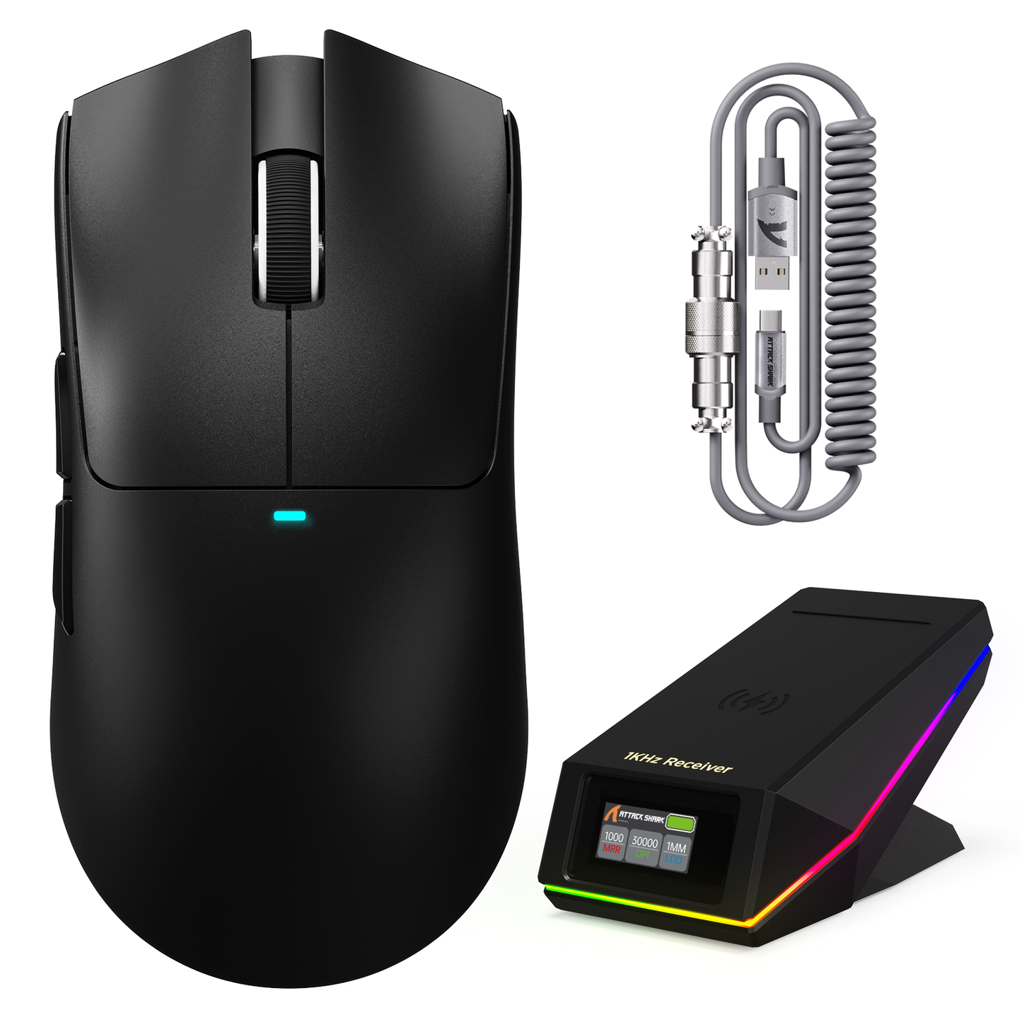 ATTACK SHARK X11 PRO V2 Wireless Gaming Mouse with TFT Display Charging Dock with C06 Coiled Cable