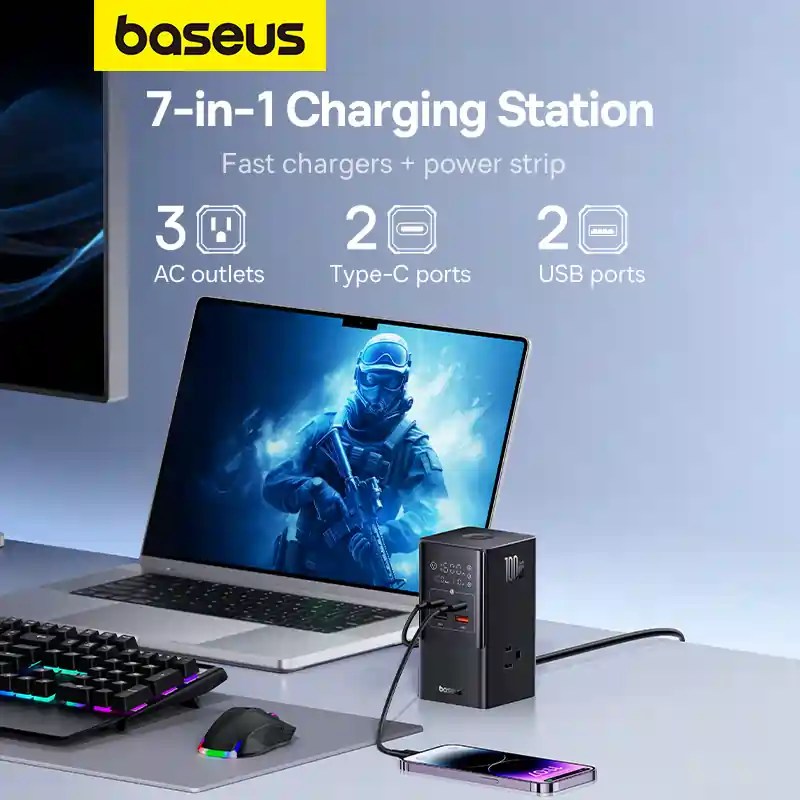 Baseus PowerCombo Power Strip 3AC+2U+2C 100W