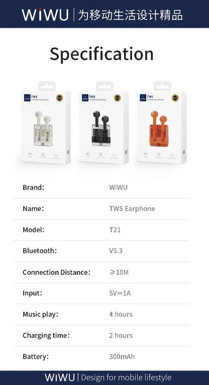 WiWU T21 Crystal Wireless Stereo
