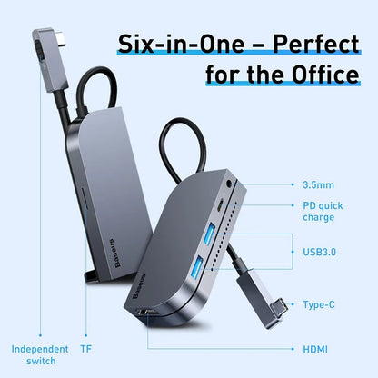 Baseus Bend Angle No.7 Multifunctional Type-C HUB Converter（Upgrade) Space Gray