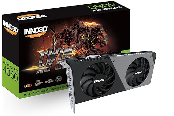INNO3D Geforce RTX 4060 Twin X2 Oc 8Gb Gddr6-128-Bit Pci-E 4.0 X8 Gaming Graphic Card