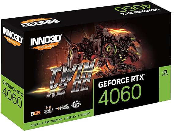 INNO3D Geforce RTX 4060 Twin X2 Oc 8Gb Gddr6-128-Bit Pci-E 4.0 X8 Gaming Graphic Card