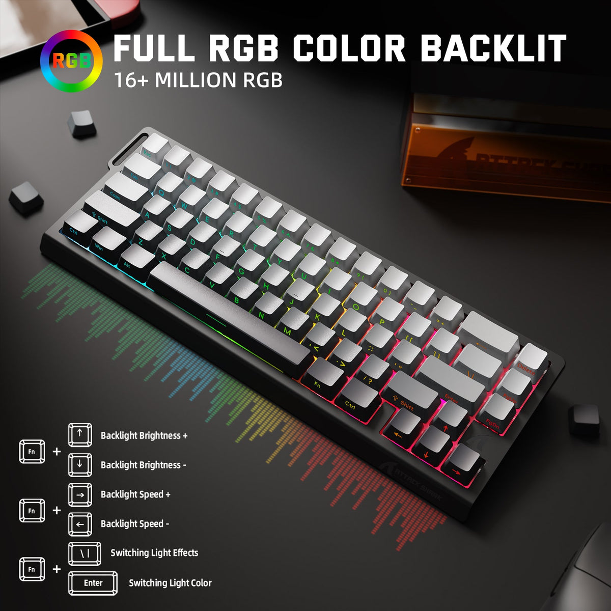 ATTACK SHARK X68PRO HE Wireless Rapid Trigger Keyboard Magnetic Switch