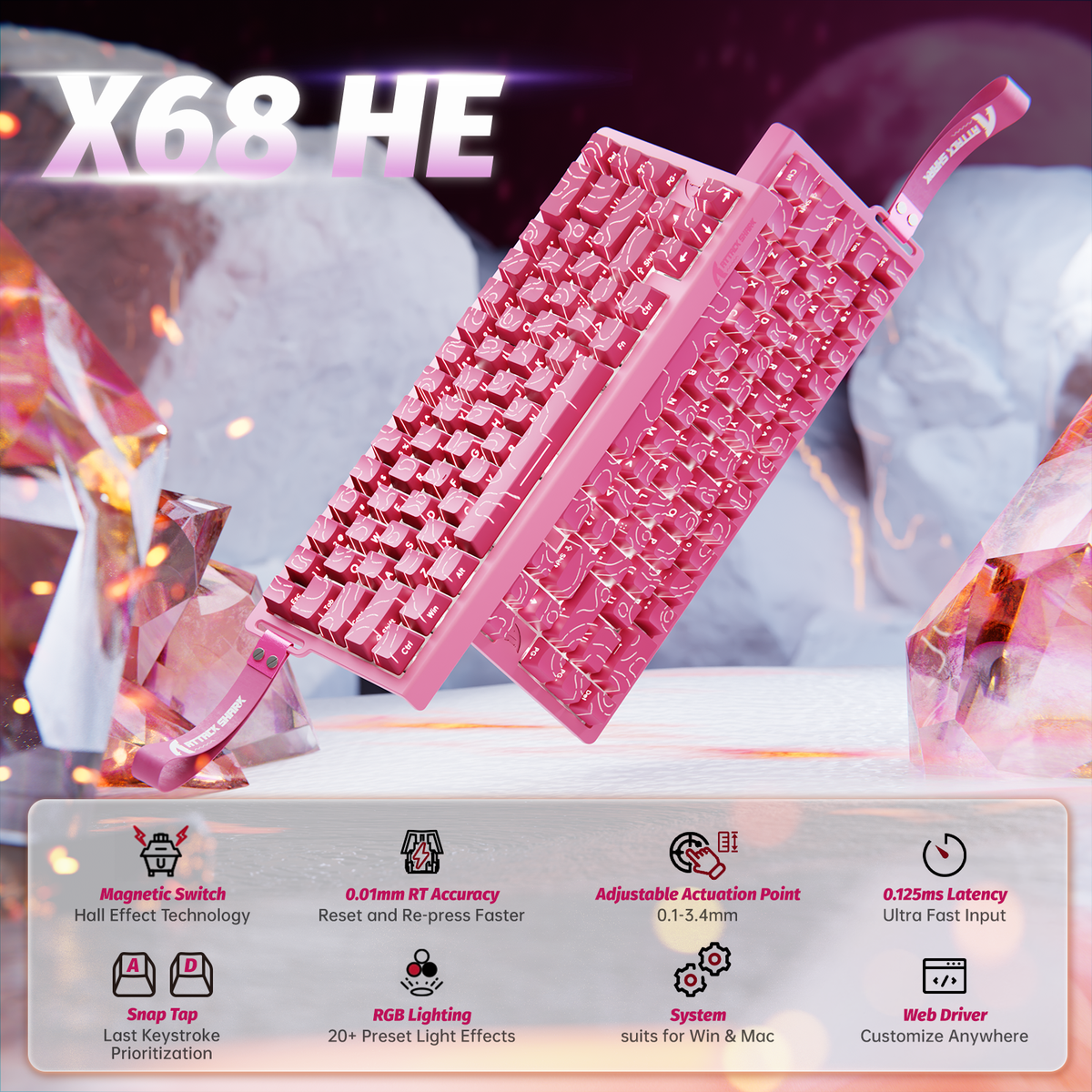 ATTACK SHARK X68 HE Rapid Trigger Keyboard Magnetic Switch
