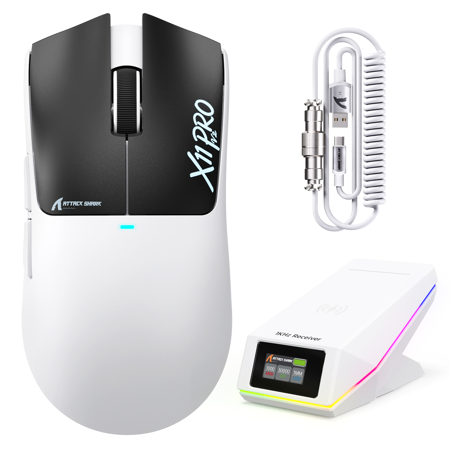 ATTACK SHARK X11 PRO V2 Wireless Gaming Mouse with TFT Display Charging Dock with C06 Coiled Cable
