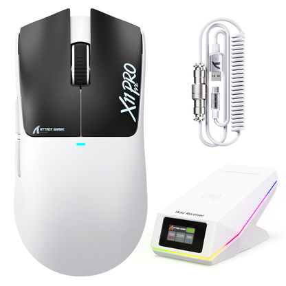 ATTACK SHARK X11 PRO V2 Wireless Gaming Mouse with TFT Display Charging Dock with C06 Coiled Cable