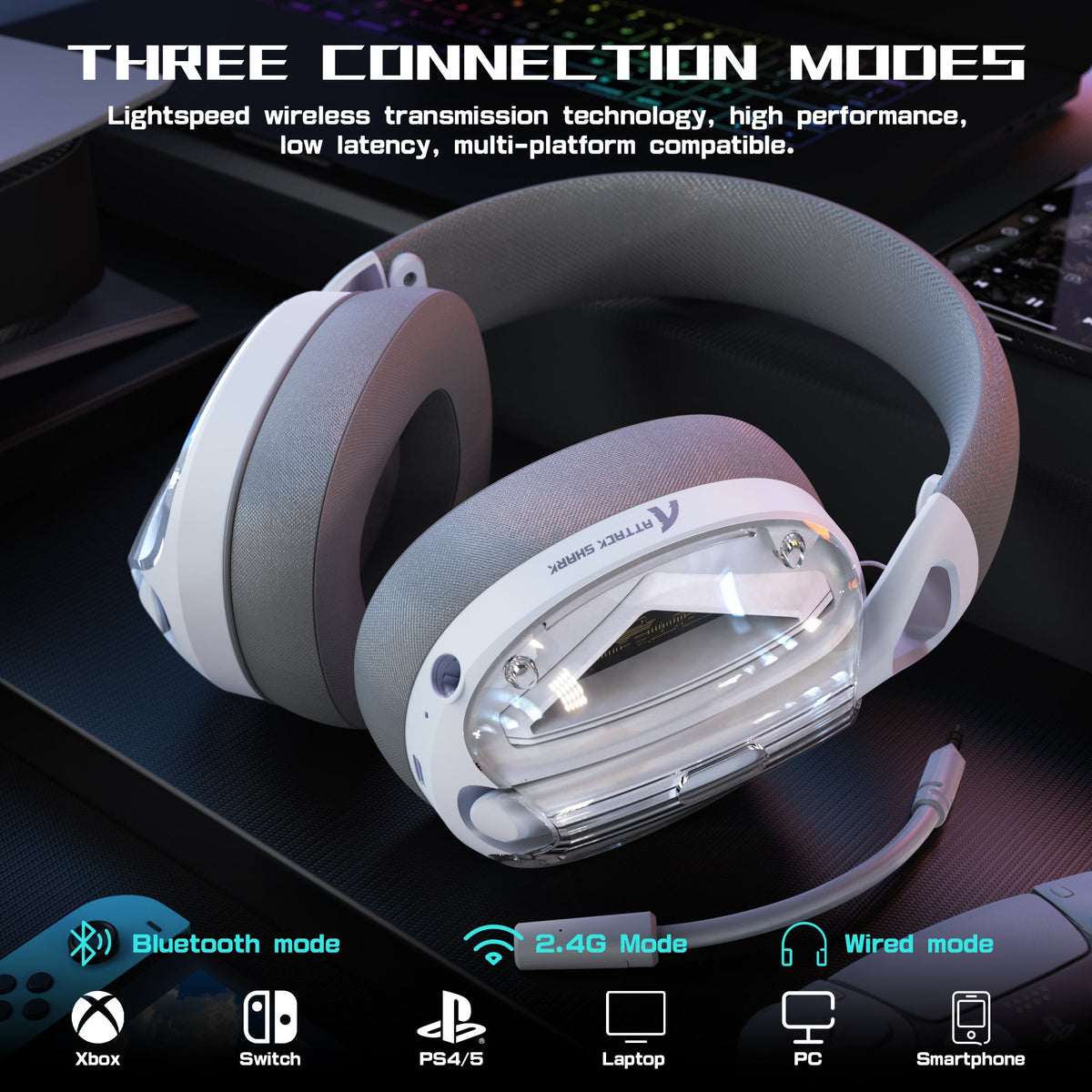 ATTACK SHARK L60 Ultra-Light Tri-Mode Gaming Headset