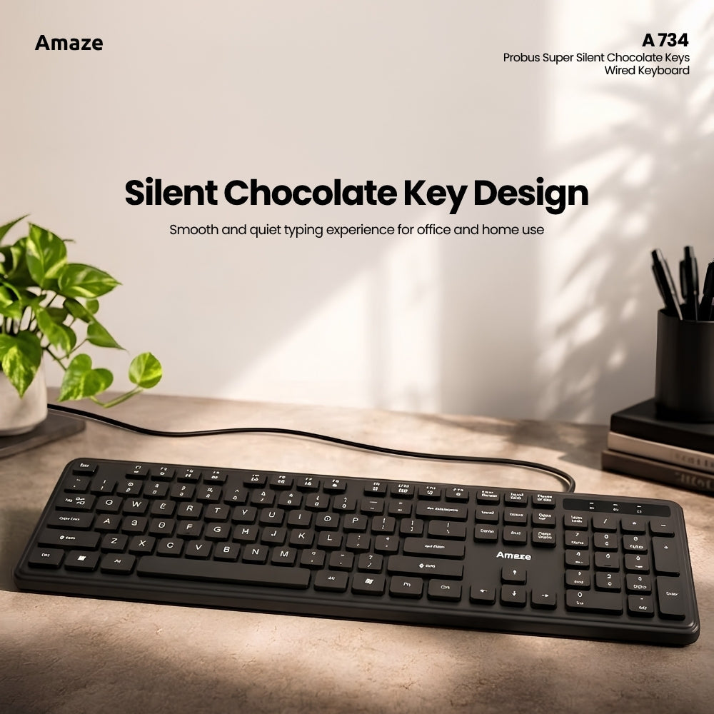 Probus Super Silent Chocolate Keys Wired Keyboard  | A734