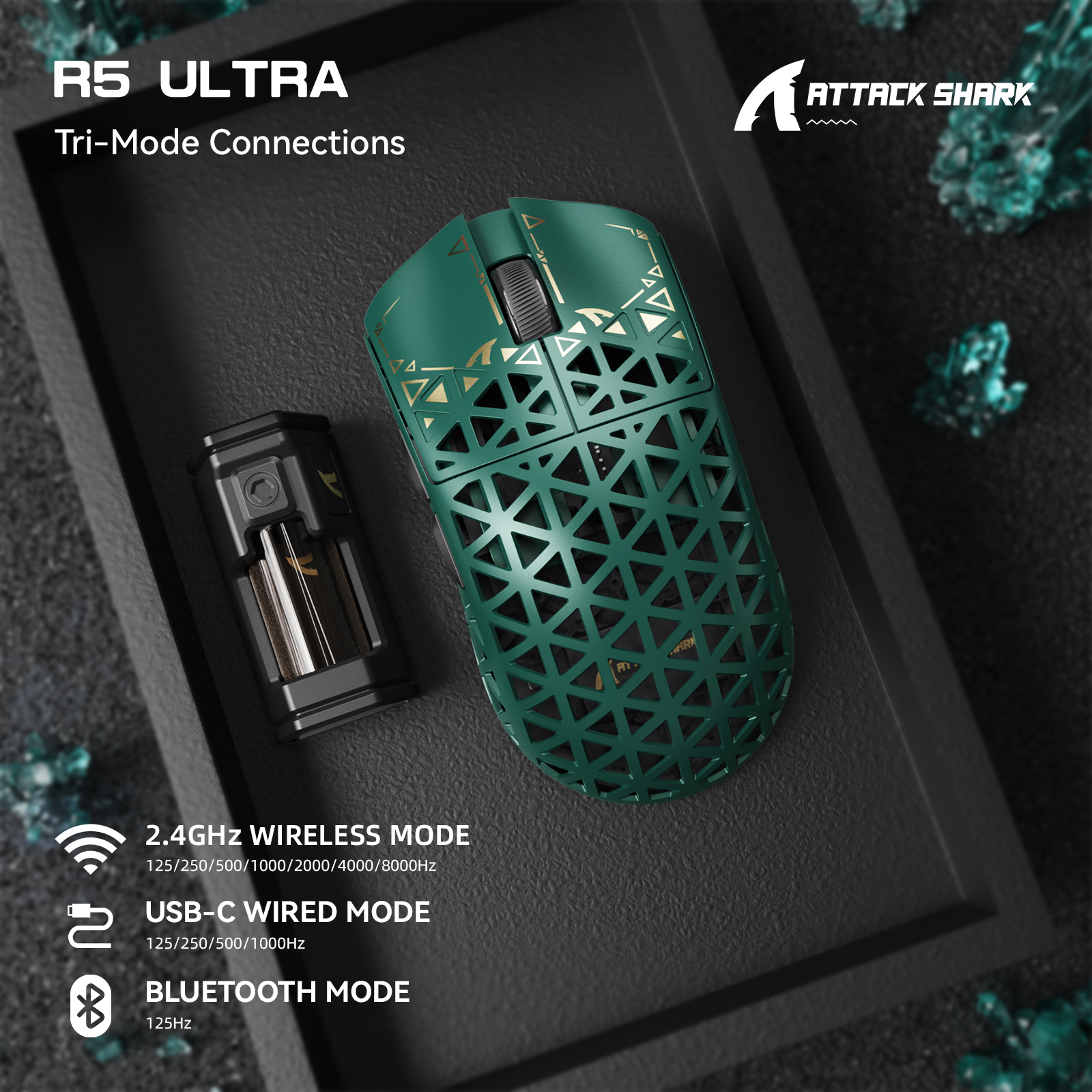 ATTACK SHARK R5 ULTRA Carbon Fiber Wireless 8K PAW3950MAX Gaming Mouse