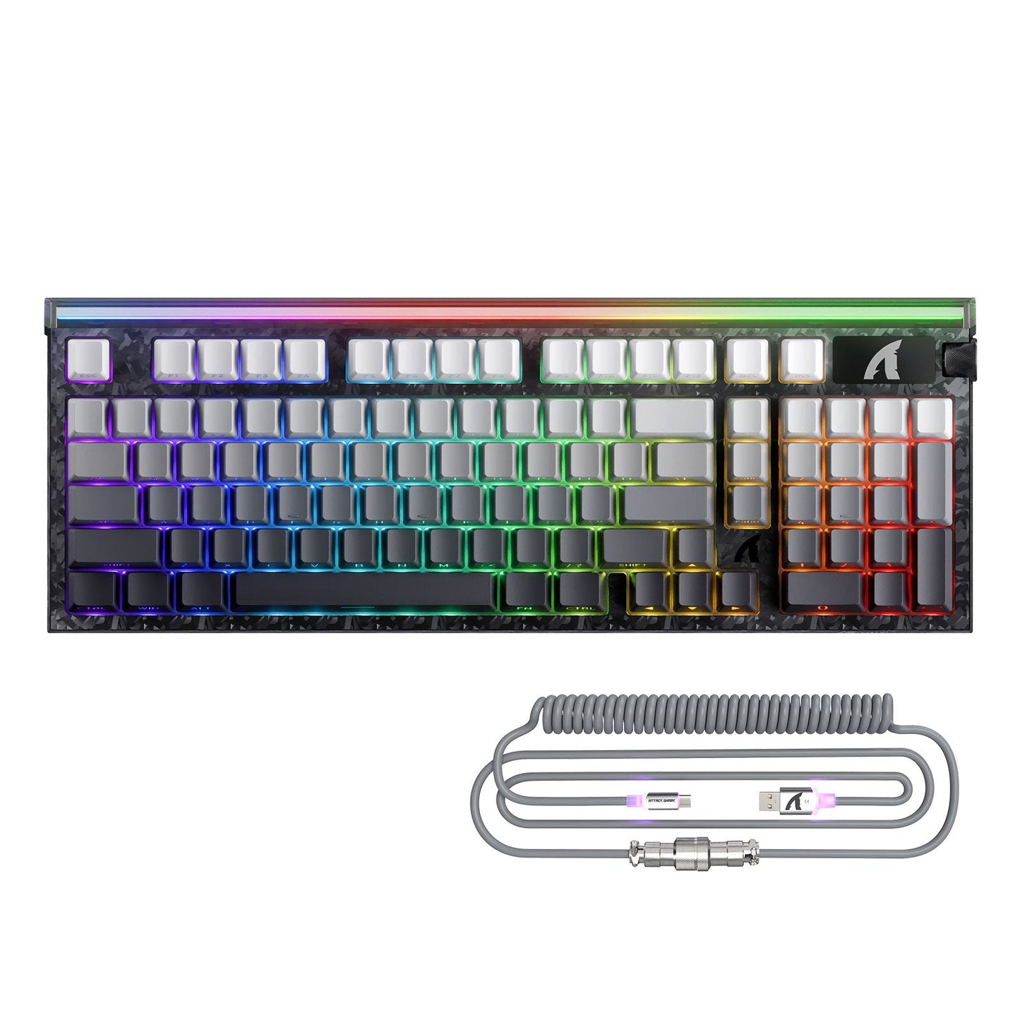 ATTACK SHARK R98 HE Carbon Fiber Wired Rapid Trigger Magnetic Switch Keyboard With C01 Ultra RGB Coiled Cable