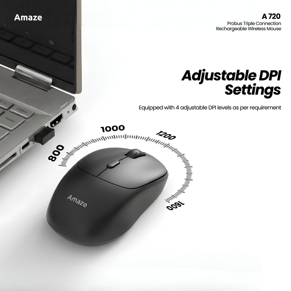 Probus Triple Connection Rechargeable Wireless Mouse   | A720