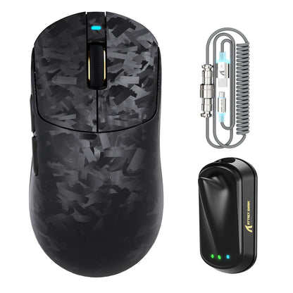 ATTACK SHARK RS3 ULTRA Carbon Fiber Wireless PAW3955MAX Gaming Mouse with C06 Ultra LED Cable