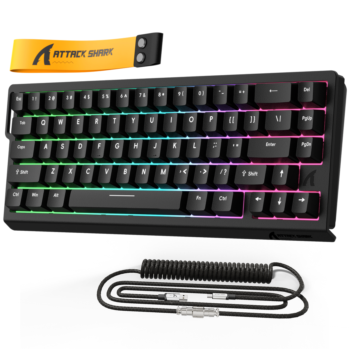 ATTACK SHARK X68 HE Rapid Trigger Keyboard Magnetic Switch with C01PRO Coiled Cable