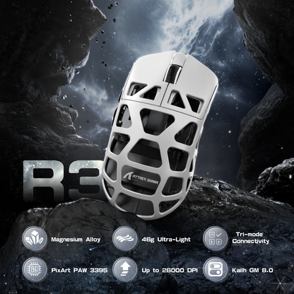 ATTACK SHARK R3 Magnesium Alloy Gaming Mouse 8K with C06 Coiled Cable