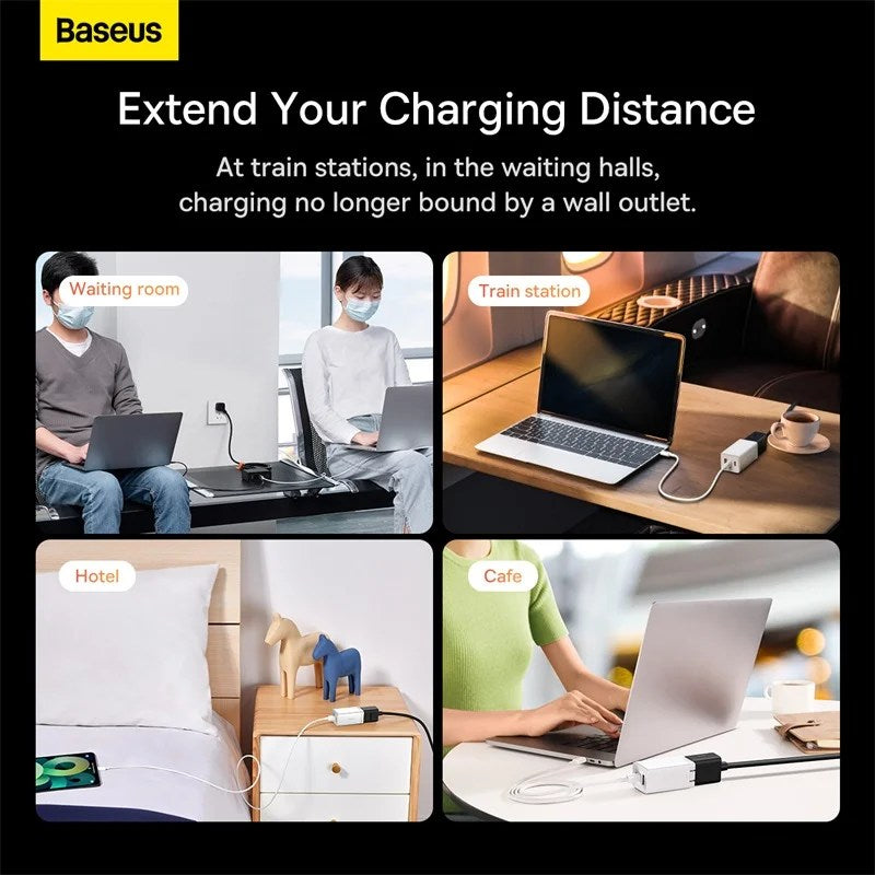 Baseus PowerCombo Mini PowerStrip 1AC with 1.0m Power Cord US (Including EU and UK Plug Adapters)
