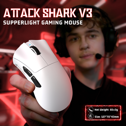 ATTACK SHARK V3 Ultra-Light Tri-Mode Gaming Mouse