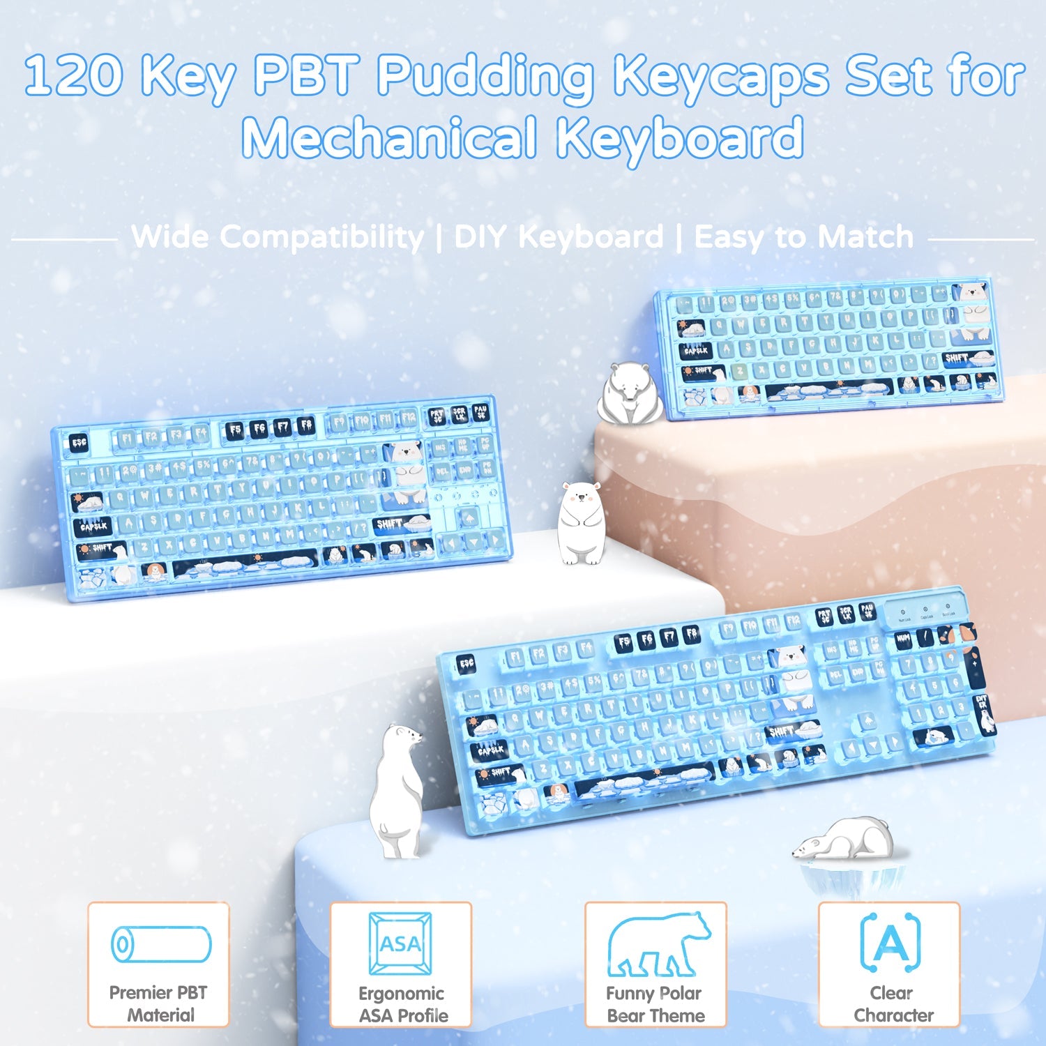 ATTACK SHARK 120 Keys PBT Dye-Sublimation Pudding Keycaps Set