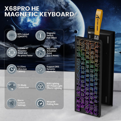 ATTACK SHARK X68PRO HE Wireless Rapid Trigger Keyboard With Coiled Cable