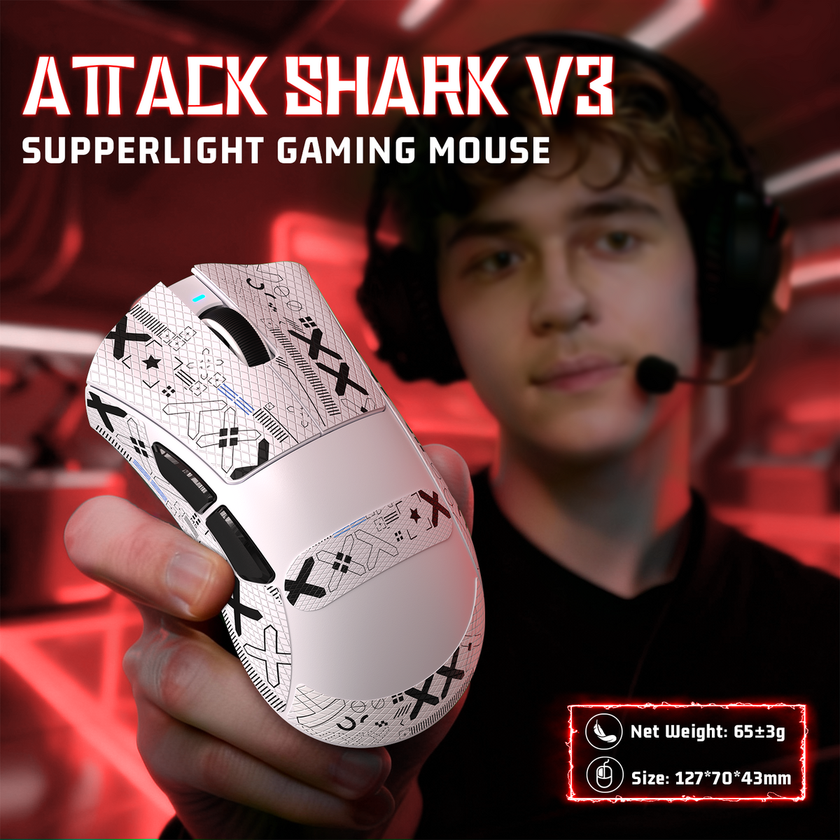 ATTACK SHARK V3 Ultra-Light Tri-Mode Gaming Mouse