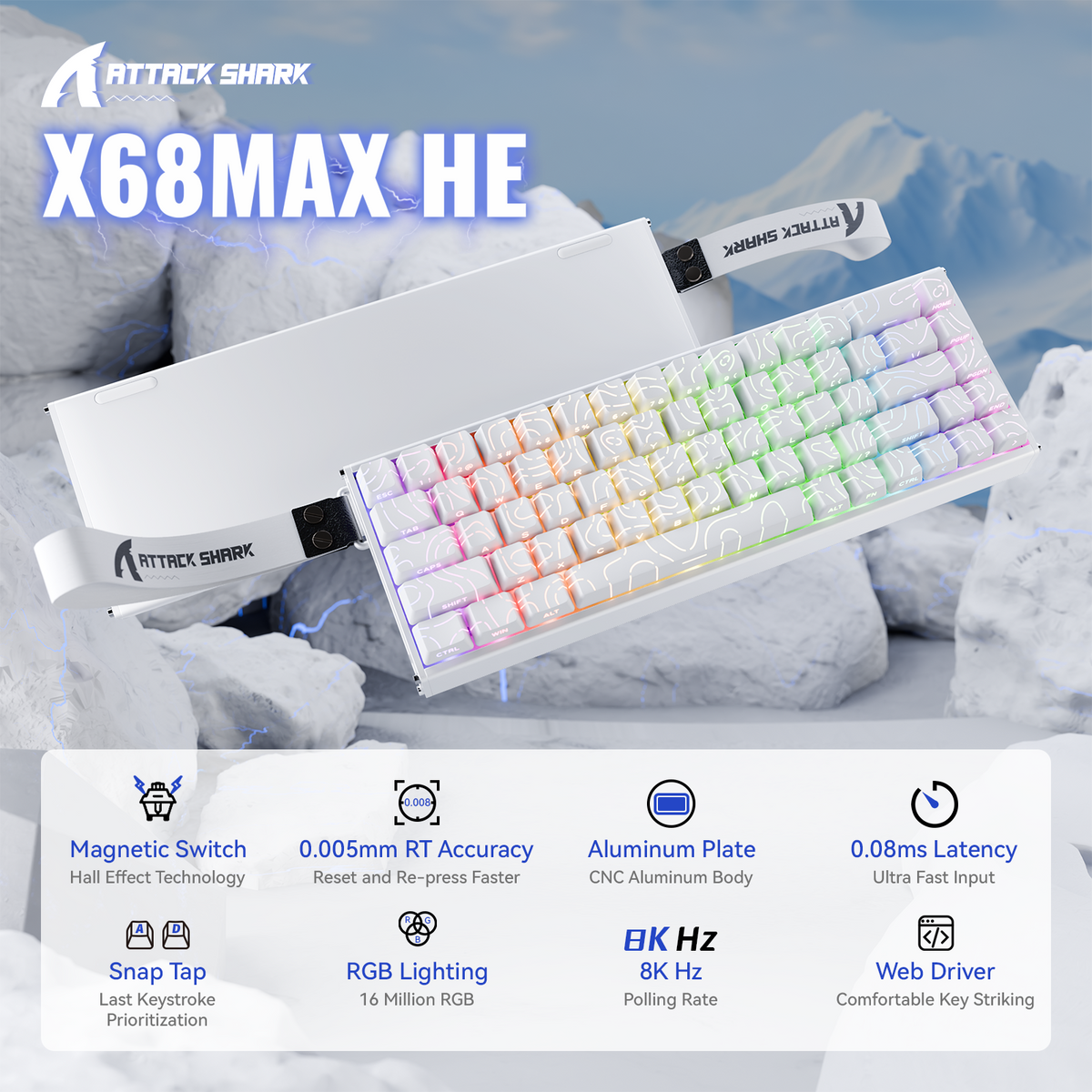 ATTACK SHARK X68MAX HE Rapid Trigger Aluminum Keyboard Magnetic Switch