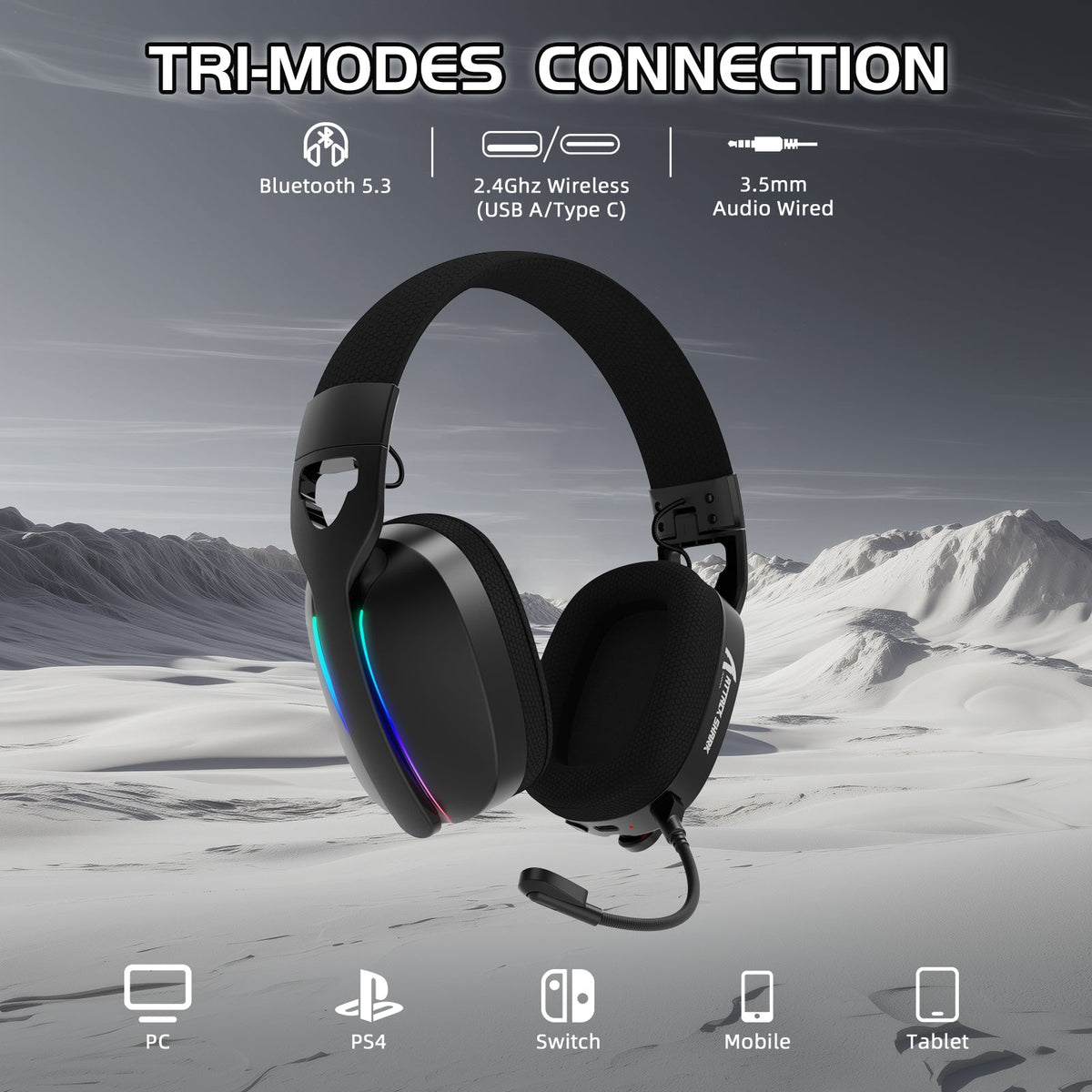 ATTACK SHARK L90 Foldable RGB Ultra-Light Tri-Mode Gaming Headset