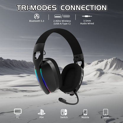 ATTACK SHARK L90 Foldable RGB Ultra-Light Tri-Mode Gaming Headset