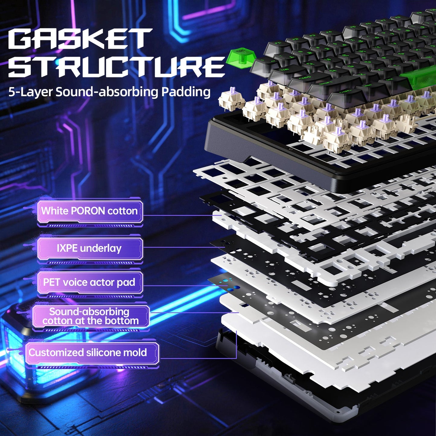 ATTACK SHARK X87 ULTRA Wireless Gaming Keyboard with 8KHz Receiver and RGB Coiled Cable
