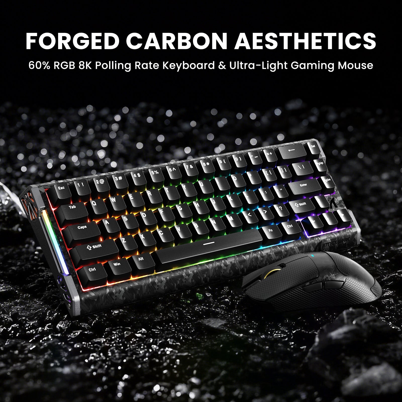 ATTACK SHARK R68 HE & X11 ULTRA Carbon Fiber Gaming Bundle With C01 ULTRA Coiled Cable
