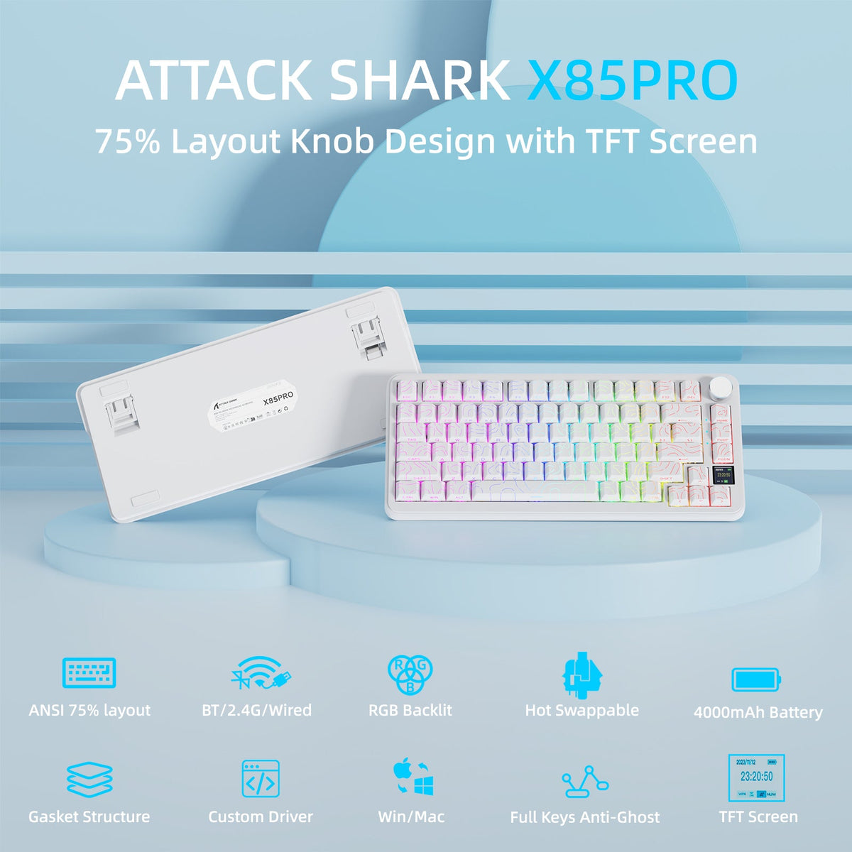 ATTACK SHARK X85PRO Tri-mode Gasket Mechanical Keyboard