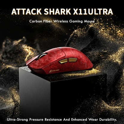ATTACK SHARK X11 ULTRA Carbon Fiber Wireless Gaming Mouse With C06 Ultra LED Cable