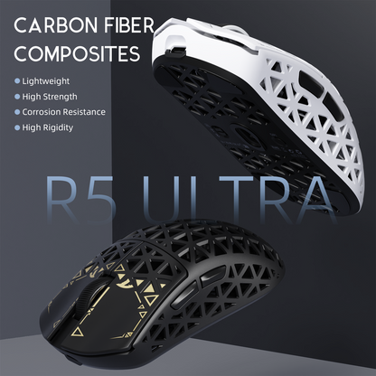 ATTACK SHARK R5 ULTRA Carbon Fiber Wireless 8K PAW3950MAX Gaming Mouse with 8K Coiled Cable